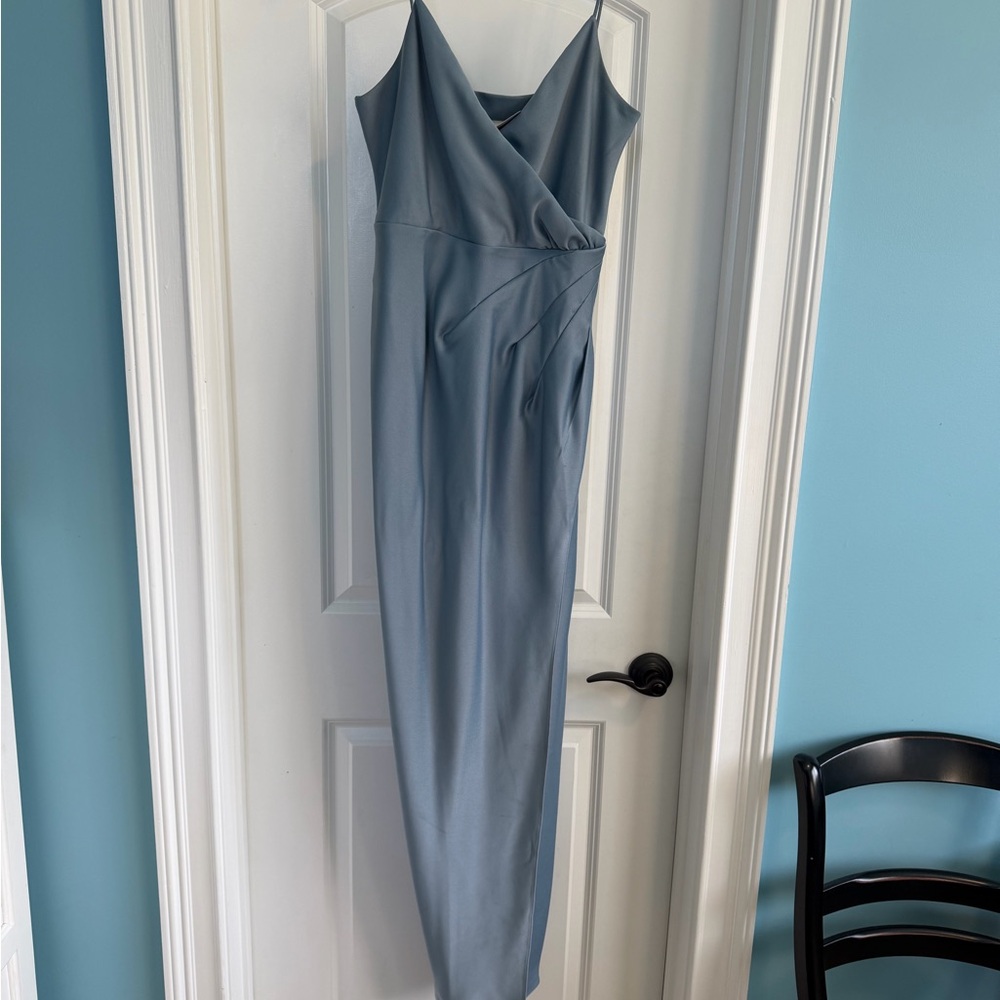 Anthropologie/BHLDN Dusty Blue Satin Dress